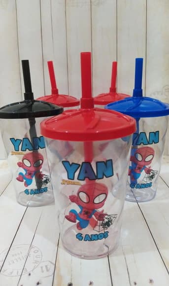 Copo Twister com Canudo Homem Aranha Baby