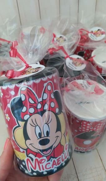 Cofrinho Minnie Vermelha Personalizado Embalado