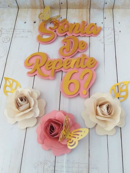 Topper Flores De Papel 60 Anos