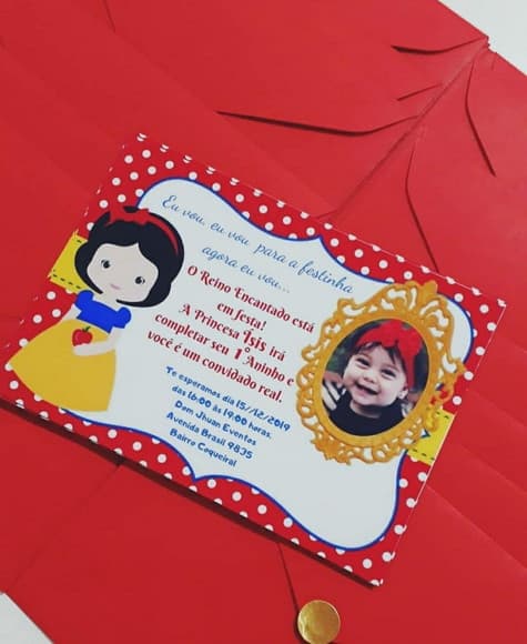 Convite Aniversário Branca De Neve Com Foto - foto 1