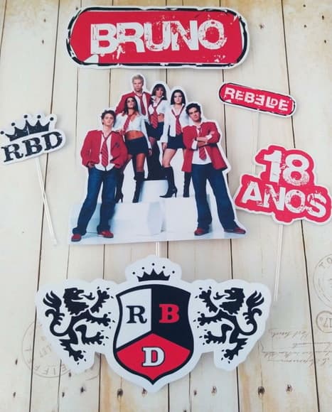 Topper para Bolo Rbd (rebeldes) Personalizado