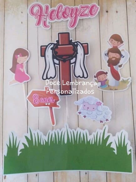 Topper de Bolo Aniversário Jesus / Páscoa