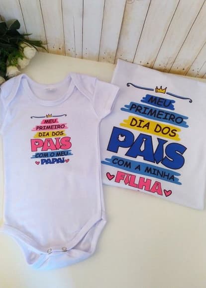 Kit Camiseta + Body Pai e Filha/dia dos Pais