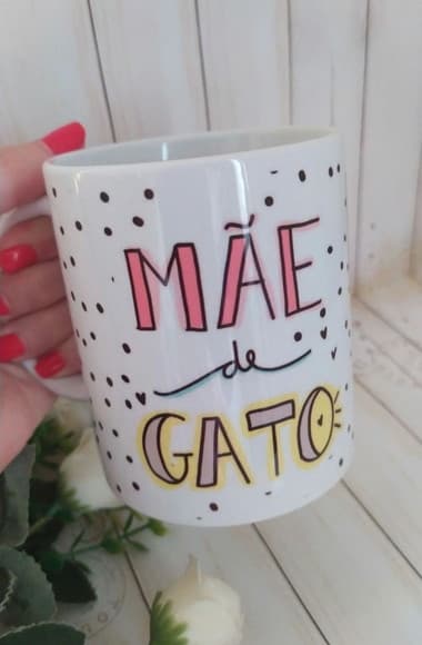Caneca Porcelana Mãe De Gato/mãe De Pet Com Foto - foto 1