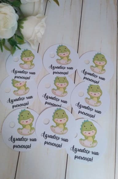 Tag Agradecimento Dino Baby para Lembrancinhas