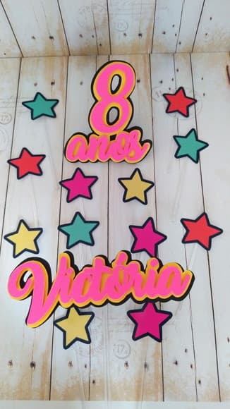 Topper para Bolo Neon 3d Personalizado