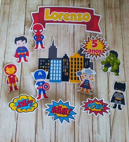Kit Topper Para Bolo E Docinhos Vingadores Baby
