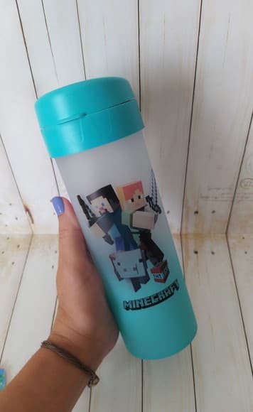 Garrafa Acqua Bio Escolar Minecraft Personalizada - foto 1