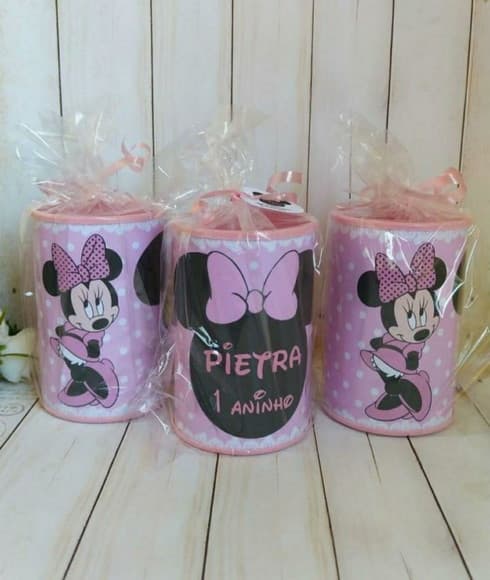 Cofrinho Minnie Rosa Personalizado Embalados