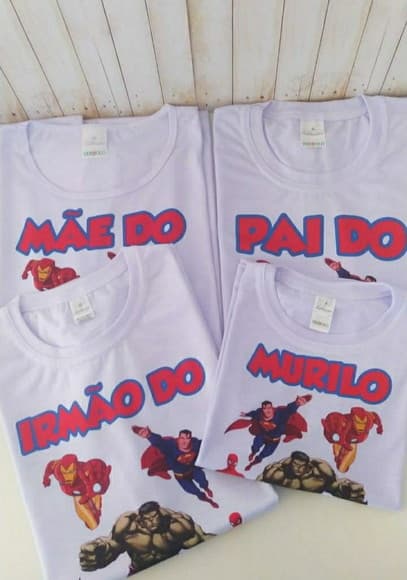 Kit Camisetas Aniversário Vingadores/super Heróis