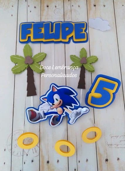Topper para Bolo Sonic 3dpersonalizado