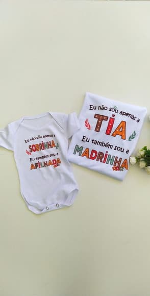 Kit Camiseta e Body Tia e Sobrinha/ Madrinha e Afilhada - foto 1