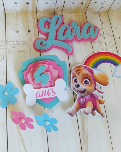 Topper para Bolo Skye 3d Personalizado (patrulha Canina)