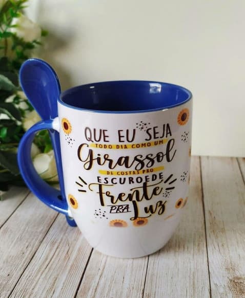 Caneca com colher personalizada Girassol - foto 1
