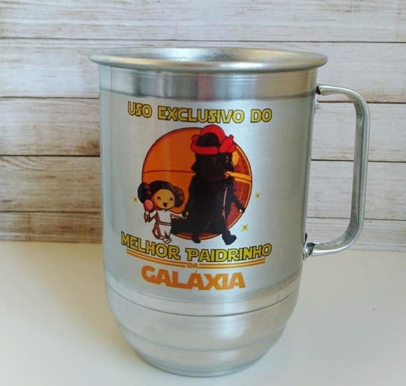 Caneca alumínio personalizada Melhor Padrinho da Galáxia - foto 1