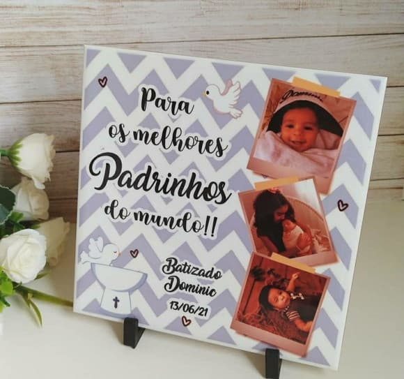 Azulejo Decorativo Personalizado com Foto Batizado - foto 1