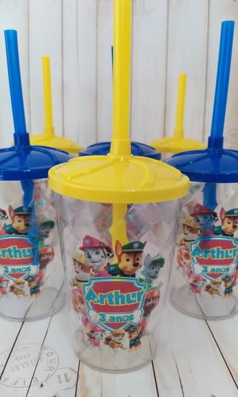 Copo Twister com Canudo Patrulha Canina