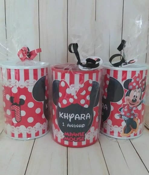 Cofrinho Minnie Vermelha Personalizado Embalados
