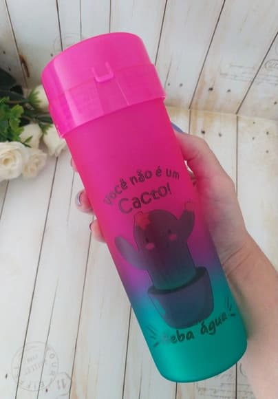 Garrafa Acqua Bio degradê personalizada Cacto - foto 1