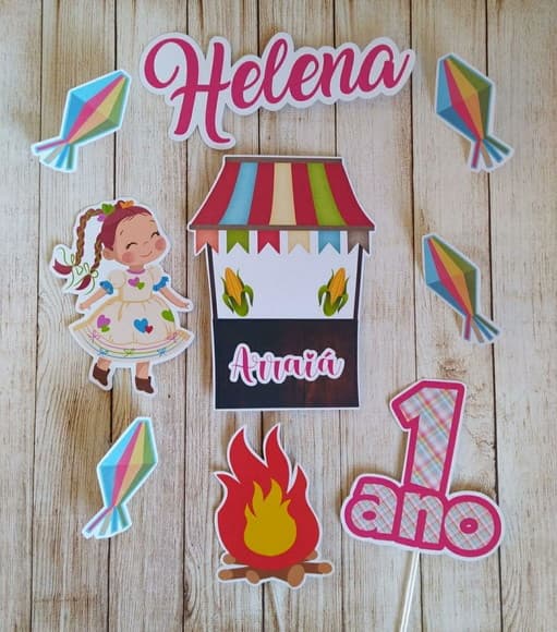 Topper de bolo festa junina Menina