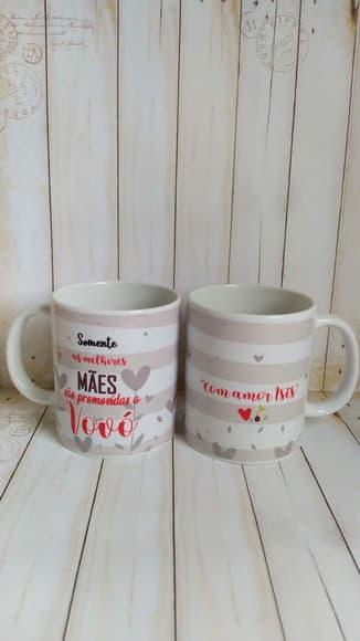 Caneca De Porcelana Vovó E Vovô - foto 1