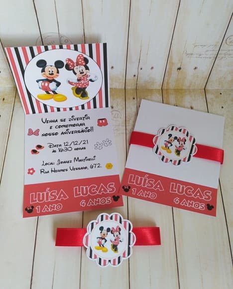 Convite aniversário Mickey e Minnie - foto 1