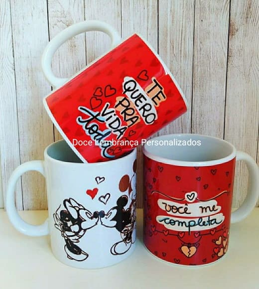 Caneca de porcelana Dia dos Namorados com foto e frase