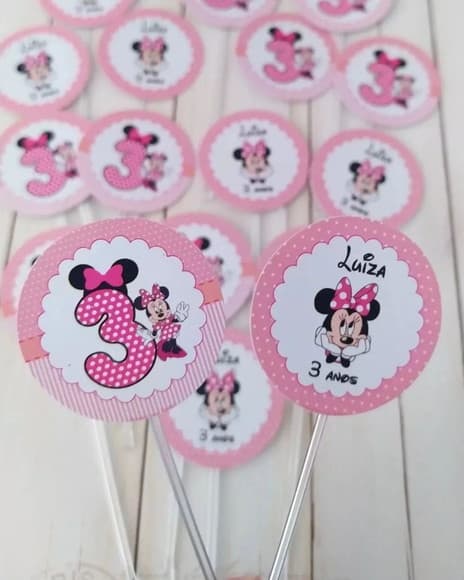 Toppers para Docinhos Minnie Rosa 50 Unidades