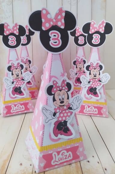Caixa Pirâmide Personalizada Minnie Rosa - foto 1