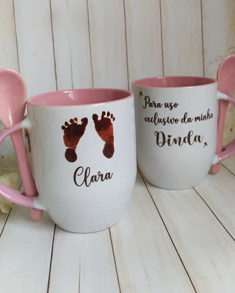 Caneca com Colher Convite Padrinhos de Batismo - foto 1