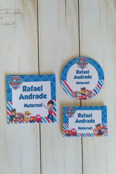 Etiqueta Escolar Patrulha Canina Kit 80 Unidades