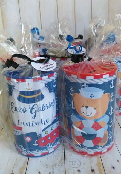 Cofrinho Urso Marinheiro Personalizado Embalados